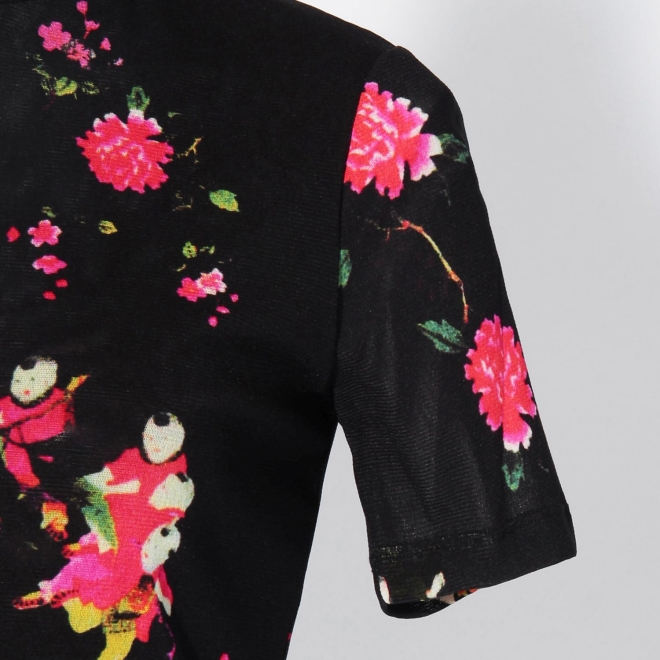 【COMING SOON】Peach baby print on stretch netting ブラウス 詳細画像 黒系マルチ 5