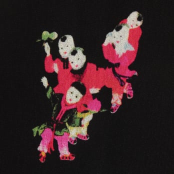 Peach baby print on stretch netting ブラウス 詳細画像