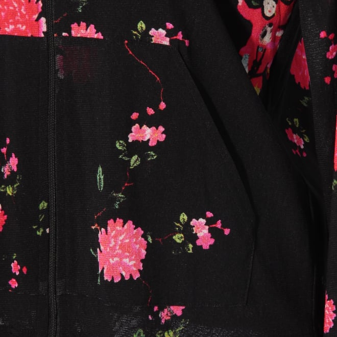 Peach baby print on stretch netting ブラウス 詳細画像 黒系マルチ 5
