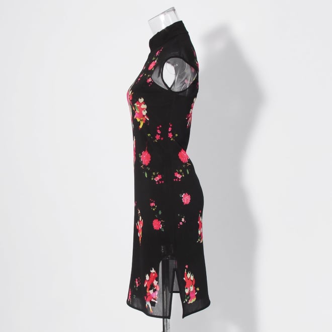 【COMING SOON】Peach baby print on stretch netting ドレス 詳細画像 黒系マルチ 2